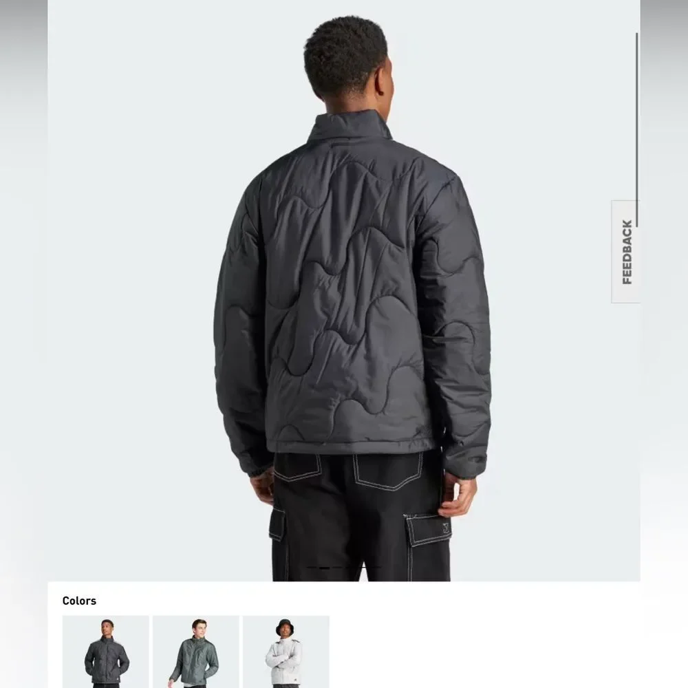 NWT ADIDAS S MEN quilted black jacket nuganic VEGAN New warm new with tag SMALL